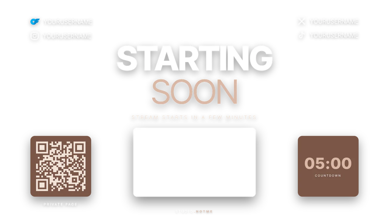 Skin direction, Starting soon screen