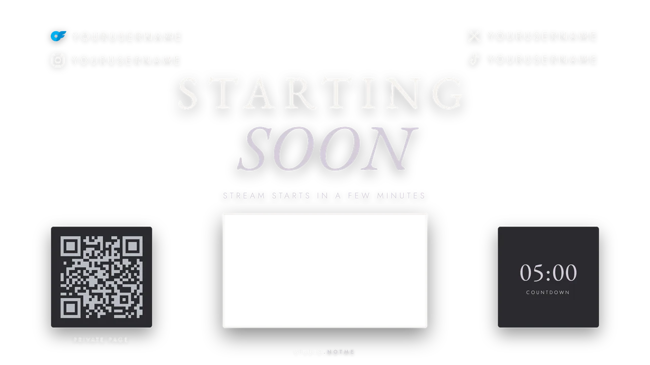 Nacre direction, Starting soon screen