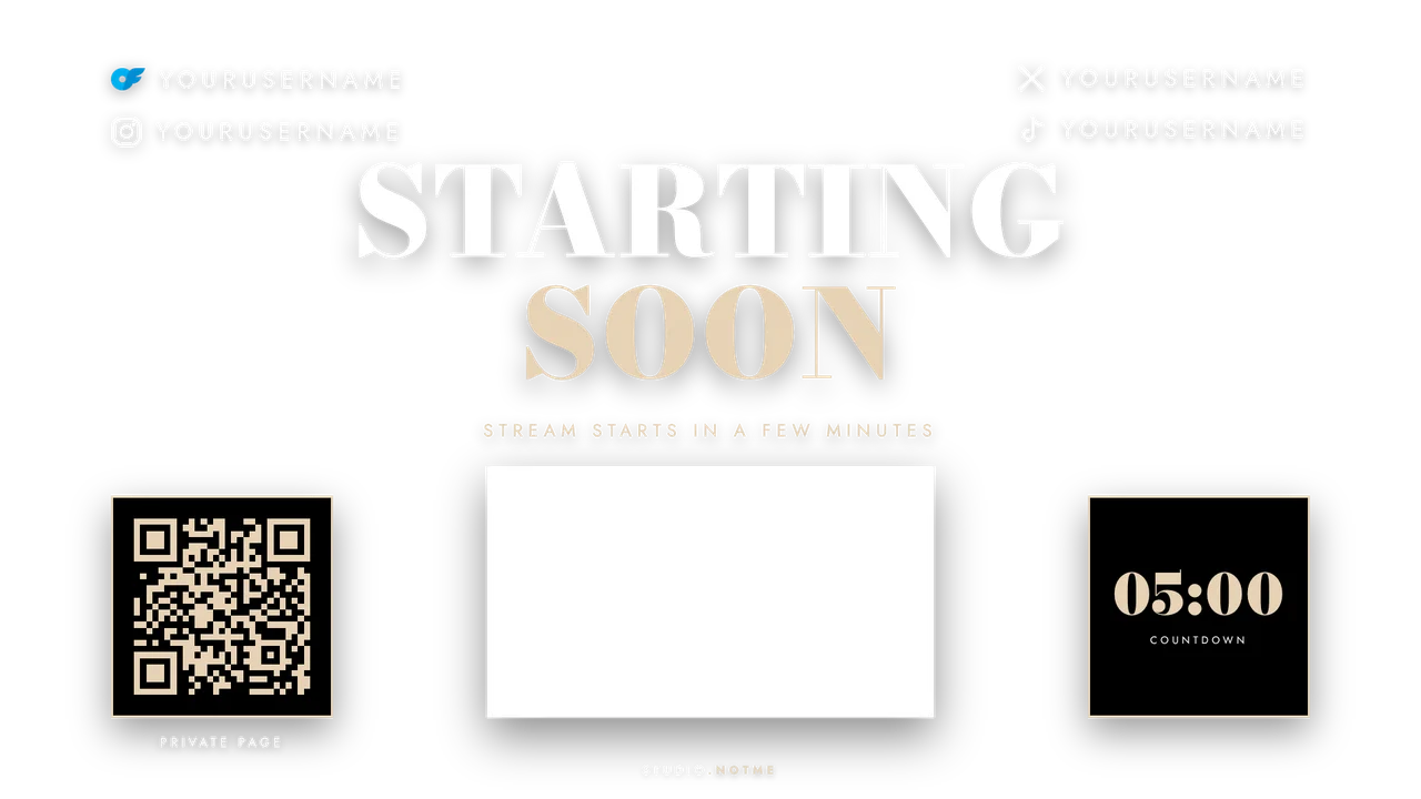 Glam direction, Starting soon screen